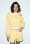 Elara Women's Metal Zipper Embroidered Hooded Crop Yellow Sweatshirt - 5