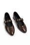 Victoria Shiny Patent Leather Brown Buckle Women's Ballerinas – Casual Stylish Mary Jane Shoes