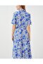 Women's Short Sleeve Patterned Dress 2560 - Cobalt Blue - 5