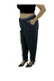 Plus Size Gabardine Mom Elastic High Waist Women's Trousers with Leg Detail - 5