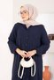 Buttoned Aerobin Hijab Double Set Navy Blue - 2