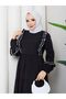 Poplin ruffle and embroidery detail modest dress - 2