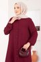 Buttoned Aerobin Hijab Double Set Burgundy - 5