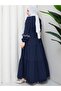 Poplin ruffle and embroidery detail modest dress - 3
