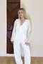 Women's White Gathered and Ruffled Detailed Tie-Up Draped Chiffon Flounce Shirt Blouse - 3