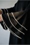 Open Pearl Pleated Black Kimono Abaya - 3