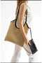 Women's Straw Tote Large Size Shoulder Bag Black