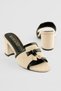Women's High Heeled Shoes Linen Detailed Buckle Slippers Azura Black - 2