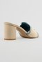 Women's High Heeled Shoes Linen Detailed Buckle Slippers Azura Denim Blue - 4