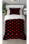 Heart Love Red Black Patterned Printed Special Design Single Duvet Cover Set Without Sheets