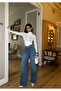 Women's Wide Leg Jeans with Reverse Tie Detail - 5