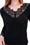 Women's V-Neck Lace Detailed Transparent Blouse - 4