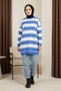 Thick Striped Knitwear Tunic - Blue