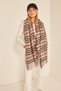Camel Burgundy Colored Plaid Soft Shawl Scarf - 3