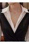 Left Hand Key Zircon Stone Steel Necklace - 2