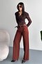 Women's Palazzo Pants with Belt |   High Waist Wide Leg Casual Double Belt Design - 4