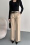 Women's Palazzo Pants with Belt |   High Waist Wide Leg Casual Double Belt Design