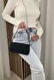 Women's Black Stone Hand and Shoulder Bag - Chain Strap Detail - 2