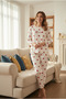 Women's Heart Printed Waffle Fabric 100% Cotton Pajama Set