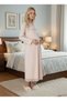 Women's Mink Stylish Lace Embroidered Long Sleeve Special Design 100% Cotton Maternity Nightgown - 4