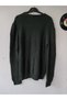 Unisex Dark Khaki Tight Knit Knitwear Crew Neck Oversize Sweater - 6