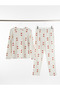 Women's Heart Printed Waffle Fabric 100% Cotton Pajama Set - 6