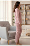 Women's Heart Printed Waffle Fabric 100% Cotton Pajama Set - 3