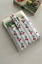 Linen Book Cover with Pockets, Cherry Pattern, Gift for Book Lovers - 4