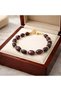 Natural Stone Bracelet with Garnet (Lal) Stone and Gold Detail