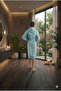 Hooded Young Waiter Unisex Velvet Cotton Bathrobe with Pockets - 3
