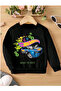 Racing Car Printed Black Kids Sweatshirt