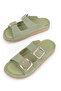 , Women's Genuine Leather Slippers 1611008Zm200 Green - 5
