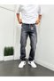 Men's Regular Waist Long Leg Baggy Denim Jeans with Pocket Rips - 5