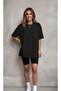 Unisex/Women's Black Plain Oversize T-Shirt - Summer T-Shirt