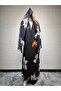 Printed Cardigan Jacket, Fashionable Abaya Robe with Headscarf - 7