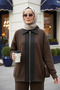 Nordic Selanik- Oversized Suit with Embroidered Detail | Acıkahve - 6