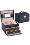 Desktop Item Storage Boxes, Three-layer Pu Leather Jewelry Box, Double-drawer Jewelry Case And Earri