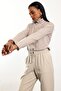 Beige Turtleneck Striped Knitwear 261002 - 3