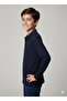 Polo Collar Navy Blue Long Sleeve School T-Shirt - 3