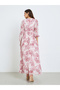 Women Pink Printed Balloon Sleeve A-Line Maxi Dress - 6