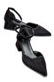 Women's Black Shiny Stone Suede Fabric Low Heel Shoes - 3