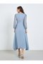 Women Blue Lace Sleeves A-Line Midi Dress - 5