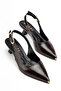 Women's Bitter Brown Wrinkled Patent Leather Toe Pad Detailed Low Heel Shoes - 2