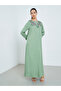 Women Green Embroidered A-Line Jalabiya - 3