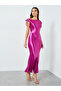 Women Purple Satin One Shoulder Bodycon Maxi Dress - 2