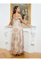 Women Beige Ditsy Print Off Shoulder Maxi Dress - 5