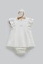100% Cotton Baby Girl Openwork Gilet Bodysuit Dress Look Snap Fastener Bodysuit