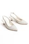 Women's Short Heeled Pearl Wedding Dress Evening Dress Shoes and Bag Combination - 4