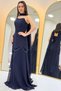 Women's Shawl Detailed Corseted Skirt Chiffon Design Evening Dress Baby Blue, Navy Blue, White, Black