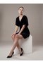 Women Black V-Neck Velvet Mini Dress